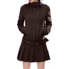 image:imageCHARTOU Women Classic Double Breast Stand Collar Wool Blend Belted Midi Coat Dress with Preppy Pleated HemCoffee