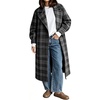 image:imageCHARTOU Women Plaid Wool Blend Long Trench Coat Loose Fit Winter Pea CoatGray