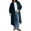 image:imageCHARTOU Women Plaid Wool Blend Long Trench Coat Loose Fit Winter Pea CoatGreen