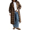 image:imageCHARTOU Women Plaid Wool Blend Long Trench Coat Loose Fit Winter Pea CoatKhaki