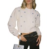image:imageCHARTOU Women Puff Long Sleeve Crop Cardigan Flower Embroidery Open Front Fall Sweater TopsBeige
