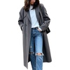 image:imageWomen Lightweight Wool Blend Long Coat Fall Jacket Plaid Trench OvercoatBlack