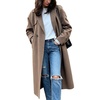 image:imageWomen Lightweight Wool Blend Long Coat Fall Jacket Plaid Trench OvercoatBrown