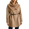 image:imageWomen Wool Blend Coat Detachable Knit Scarf Belted Mid Winter OuterwearCamel