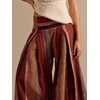 image:imageCHARTOU Womens Striped Cotton Linen Pants Baggy Summer Flowy Crop Wide Leg TrousersBrown