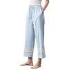image:imageCHARTOU Women 2025 Summer Stripes Pants Wide Leg Loose Lace Patchwork Lounge Crop PantsBlue