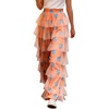 image:imageCHARTOU Women Layered Tulle Wide Leg Pants Y2k Tiered Mesh Striped Baggy Pants Polka Dot Palazzo TrouserOrange