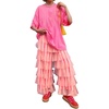 image:imageCHARTOU Women Layered Tulle Wide Leg Pants Y2k Tiered Mesh Striped Baggy Pants Polka Dot Palazzo TrouserPink
