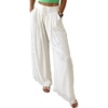 image:imageCHARTOU Women Summer Casual Loose Lining Wide Leg Pants Drawstring Elastic High Waist Baggy Lounge PantsWhite