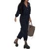 image:imageCHARTOU Womens Lightweight Cargo Dungaree Jumpsuit Loose Fit Long Sleeve Pants Overalls with BeltBlack