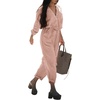 image:imageCHARTOU Womens Lightweight Cargo Dungaree Jumpsuit Loose Fit Long Sleeve Pants Overalls with BeltPink