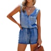 image:imageCHARTOU Womens Summer Casual V Neck Sleeveless Shorts Romper Ripped One Piece Short Tank JumpsuitBlue