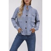 image:imageCHARTOU Women Button Down Knit Cardigans Sweater Casual Mock Neck Open Front Fall Outwear CoatsBlue