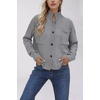 image:imageCHARTOU Women Button Down Knit Cardigans Sweater Casual Mock Neck Open Front Fall Outwear CoatsGrey
