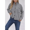 image:imageCHARTOU Women Button Down Knit Cardigans Sweater Casual Mock Neck Open Front Fall Outwear CoatsGrey