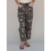 image:imageCHARTOU Women Camo Barrel Jeans Drawstring Waist Crop Wide Leg Denim PantsCoffee