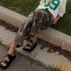 image:imageCHARTOU Women Camo Barrel Jeans Drawstring Waist Crop Wide Leg Denim PantsCoffee