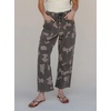 image:imageCHARTOU Women Camo Barrel Jeans Drawstring Waist Crop Wide Leg Denim PantsCoffee