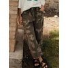 image:imageCHARTOU Women Camo Barrel Jeans Drawstring Waist Crop Wide Leg Denim PantsCoffee