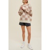 image:imageCHARTOU Women Checkered Knitted Pullover Sweater Color Contrast Crewneck Long Sleeve Jumper TopsKhaki