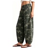 image:imageCHARTOU Women Denim Barrel Pants High Waist Split Hem Crop Wide Leg JeansCamo