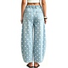 image:imageCHARTOU Women Denim Barrel Pants High Waist Split Hem Crop Wide Leg JeansLight Blue