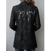image:imageCHARTOU Women Floral Lace Denim Jacket Coat Buttoned Blazer Jean ShacketBlack