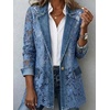 image:imageCHARTOU Women Floral Lace Denim Jacket Coat Buttoned Blazer Jean ShacketBlue