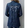 image:imageCHARTOU Women Floral Lace Denim Jacket Coat Buttoned Blazer Jean ShacketDark Blue