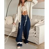 image:imageCHARTOU Women Lace Patchwork Tie Front Cardigan Sweater Fall Crewneck Long Sleeve Fuzzy Knit Outwear CoatBeige