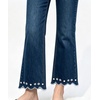 image:imageCHARTOU Women Pearl Trim Crop Flare Jeans Stretchy Slim Ankle Denim PantsDark Blue