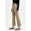 image:imageCHARTOU Women Pearl Trim Crop Flare Jeans Stretchy Slim Ankle Denim PantsKhaki