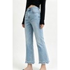 image:imageCHARTOU Women Pearl Trim Crop Flare Jeans Stretchy Slim Ankle Denim PantsLight Blue
