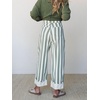 image:imageCHARTOU Women Striped Denim Wide Leg Pants High Rise Cuffed Hem Ankle JeansGreen