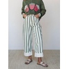image:imageCHARTOU Women Striped Denim Wide Leg Pants High Rise Cuffed Hem Ankle JeansGreen