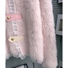 image:imageCHARTOU Womens Fluffy Faux Fur Mink Stand Collar Lace Trim Cardigan Sweater JacketPink