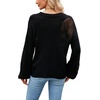 image:imageCHARTOU Womens Knit Loose Fit Crew Neck Hollow Out Lantern Long Sleeve Sweater PulloverBlack