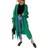 image:imageCHARTOU Womens Slouchy Chunky Shawl Wrap Knit Open Front Cardigan Midi Long Sweater CoatsGreen
