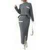 image:imageCHARTOU Womens Sweater Skirt Set 2 Piece Outfits 2025 Fall Winter Color Block Turtle Sweater Long Knitted SkirtGrey