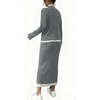 image:imageCHARTOU Womens Sweater Skirt Set 2 Piece Outfits 2025 Fall Winter Color Block Turtle Sweater Long Knitted SkirtGrey