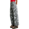 image:imageDenim Camo Pants Women Y2k High Waist Cropped Wide Leg Jeans with PocketsGrey