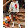 image:imageHARTOU Women Fall V Neck Knit Sweater Cute Floral Oversized Pullover Tops Casual Loose JumperWhite