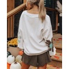 image:imageHARTOU Women Fall V Neck Knit Sweater Cute Floral Oversized Pullover Tops Casual Loose JumperWhite