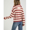 image:imageWomen Contrast Striped Knit Sweater Cardigan Button Down High Collar JacketRed