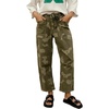 image:imageCHARTOU Women Camo Barrel Jeans Drawstring Waist Crop Wide Leg Denim PantsArmy Green