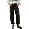 image:imageCHARTOU Women Camo Barrel Jeans Drawstring Waist Crop Wide Leg Denim PantsBlack