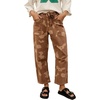 image:imageCHARTOU Women Camo Barrel Jeans Drawstring Waist Crop Wide Leg Denim PantsBrown