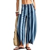 image:imageCHARTOU Women Denim Barrel Pants High Waist Split Hem Crop Wide Leg JeansBlue