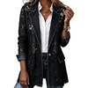 image:imageCHARTOU Women Floral Lace Denim Jacket Coat Buttoned Blazer Jean ShacketBlack