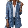 image:imageCHARTOU Women Floral Lace Denim Jacket Coat Buttoned Blazer Jean ShacketBlue